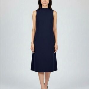Elegant Navy Sleeveless High Neck Dress